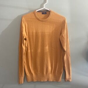 George Mens Casual Preppy Pullover Banded Crew Neck Sweater Mustard Yellow Small